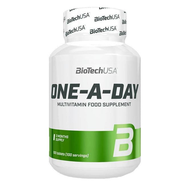 Multivitamínico One-A-Day de BiotechUSA, 100 tabletas, suplemento de vitaminas y salud para el bienestar diario.