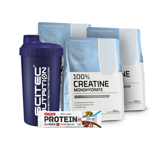 ack 3 creatinas OstroVit 300 g con shaker y barra, Byon Nutrition