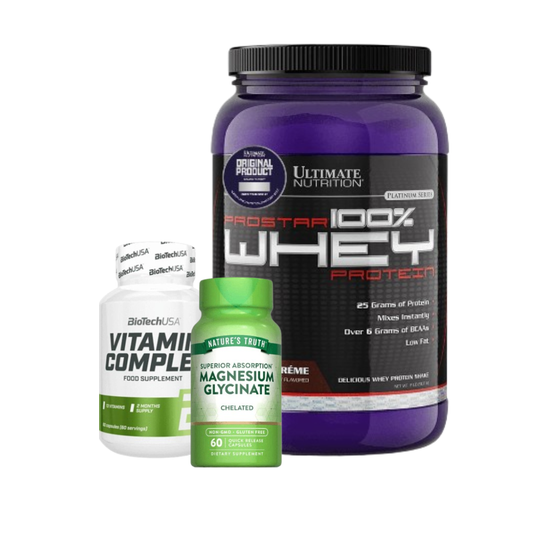 Pack Multitask Byon con Vitamin Complex, Magnesio Glicinato y Prostar 2 lb para energia y descanso