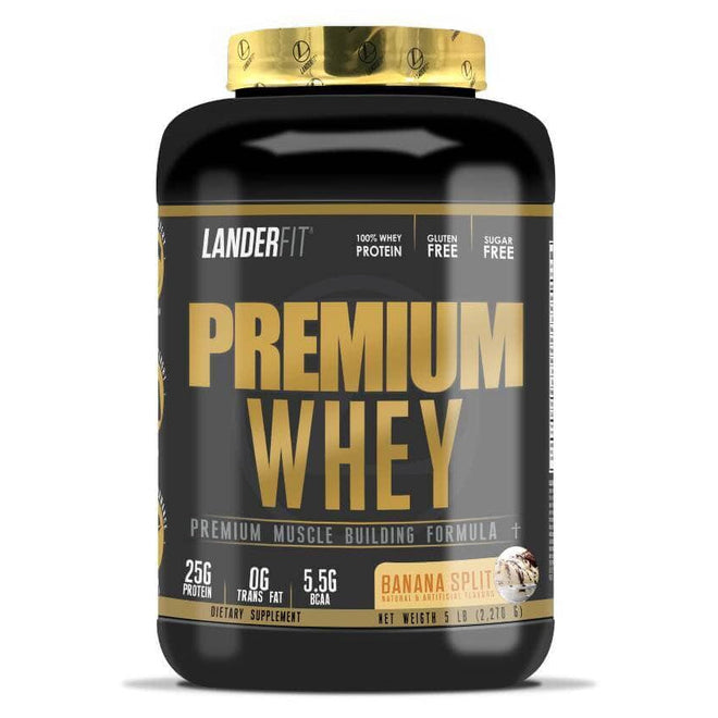 Proteínas Landerfit Premium Whey Protein 5lbs sabor Banana Split, polvo de proteína de alta calidad para deportistas