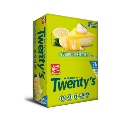 Pack de 12 barras de proteína Twenty’s Your Goal en sabor Lemon Cheesecake, snacks energéticos y de endurance.
