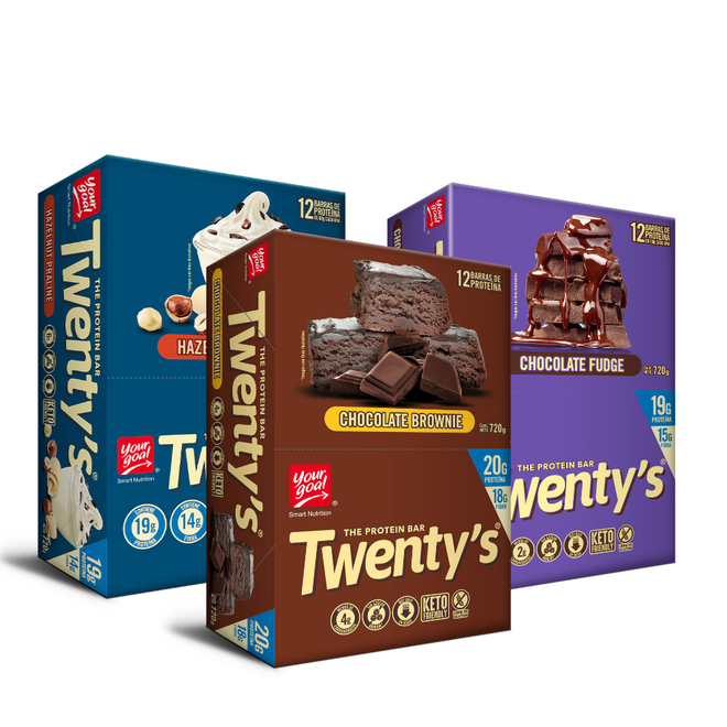 Pack de 36 barras de proteína Twenty’s Your Goal, snack energético y de resistencia para mejorar el rendimiento físico.