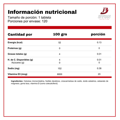 Vitamina D3 800ui 120 tabletas