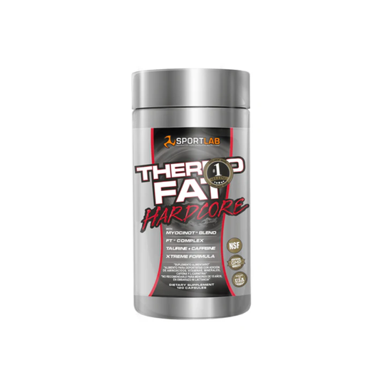 Frasco de Thermo Fat Hardcore de Sportlab con 120 cápsulas.