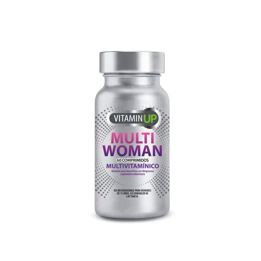 Vitamin UP MultiWoman Newscience en frasco de 60 comprimidos.