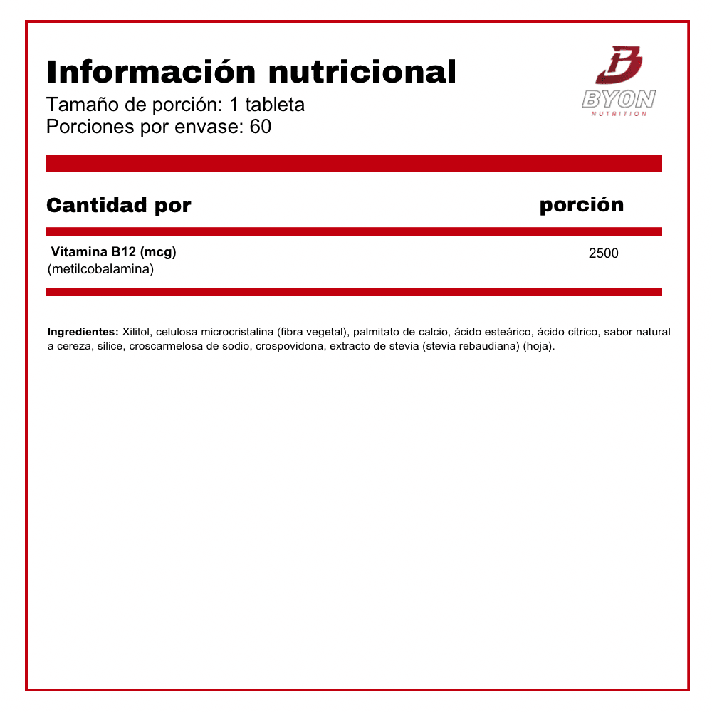 Vitamina B-12 2500 mcg - Byon Nutrition
