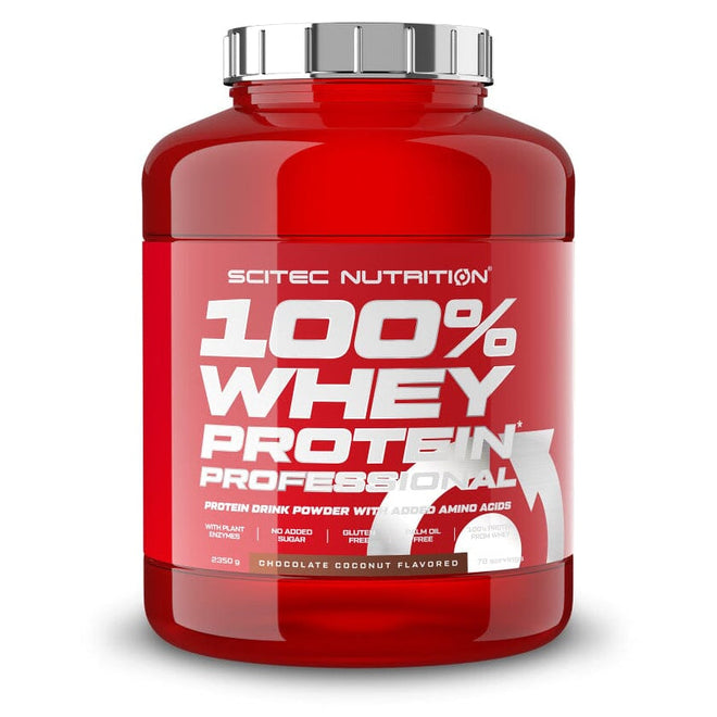Proteína Whey 100% Professional de 5 lbs de Scitec Nutrition en sabor chocolate coco, polvo de alta calidad para deportistas.
